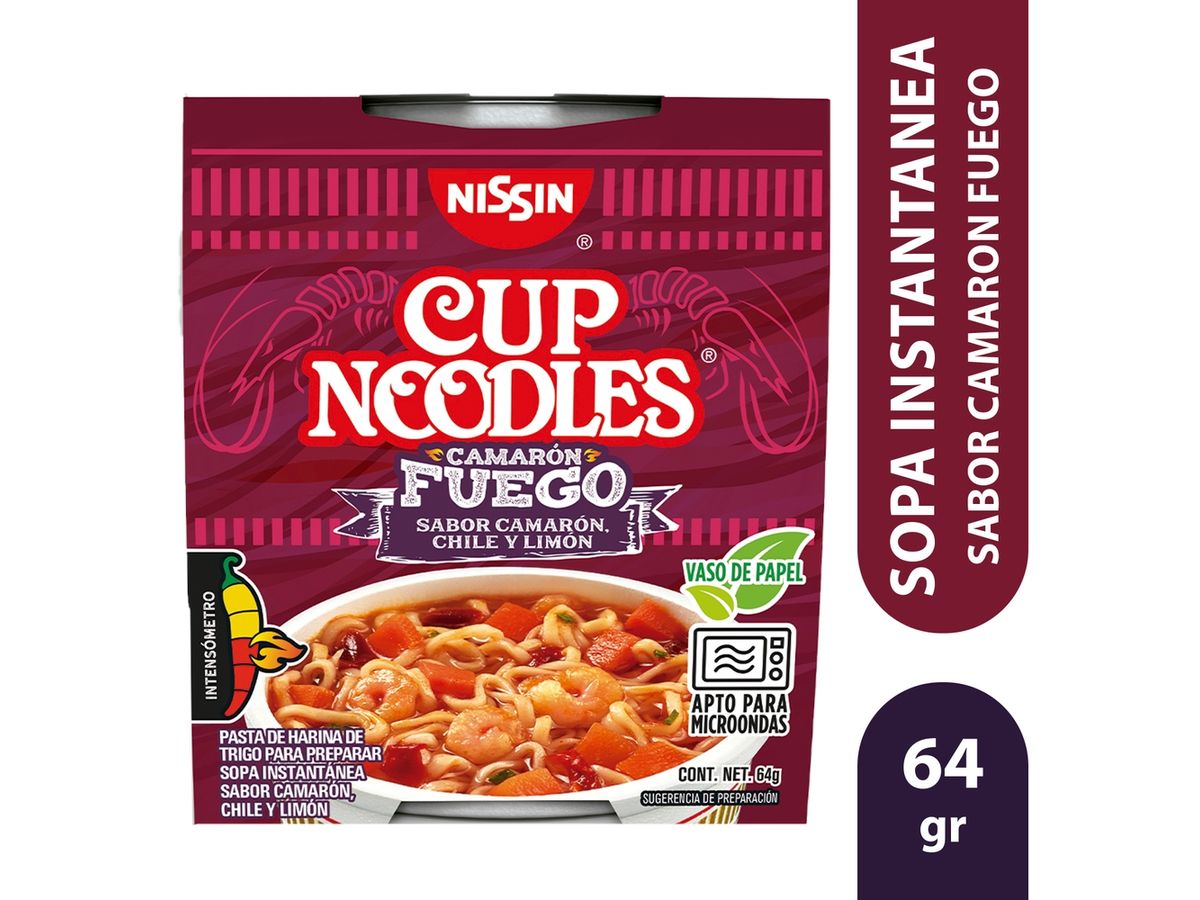 Sopas Nissin camarón fuego - 64 g