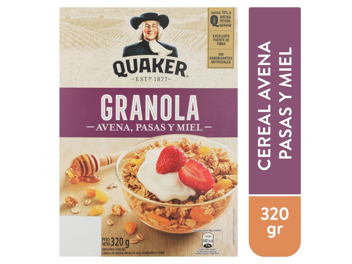 Granola Quaker Avena con pasas y miel - 320 g