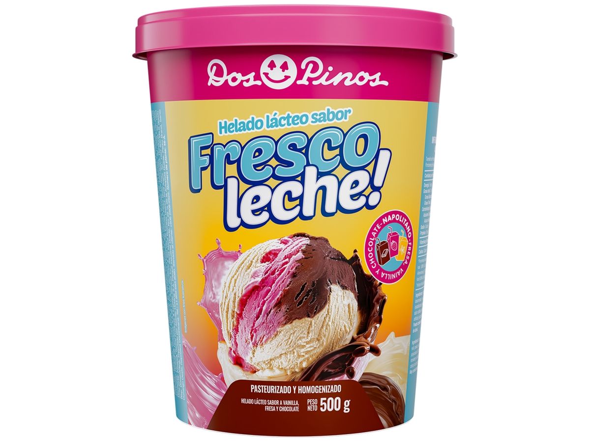 Helado Dos Pinos napolitano fresco leche - 500 g