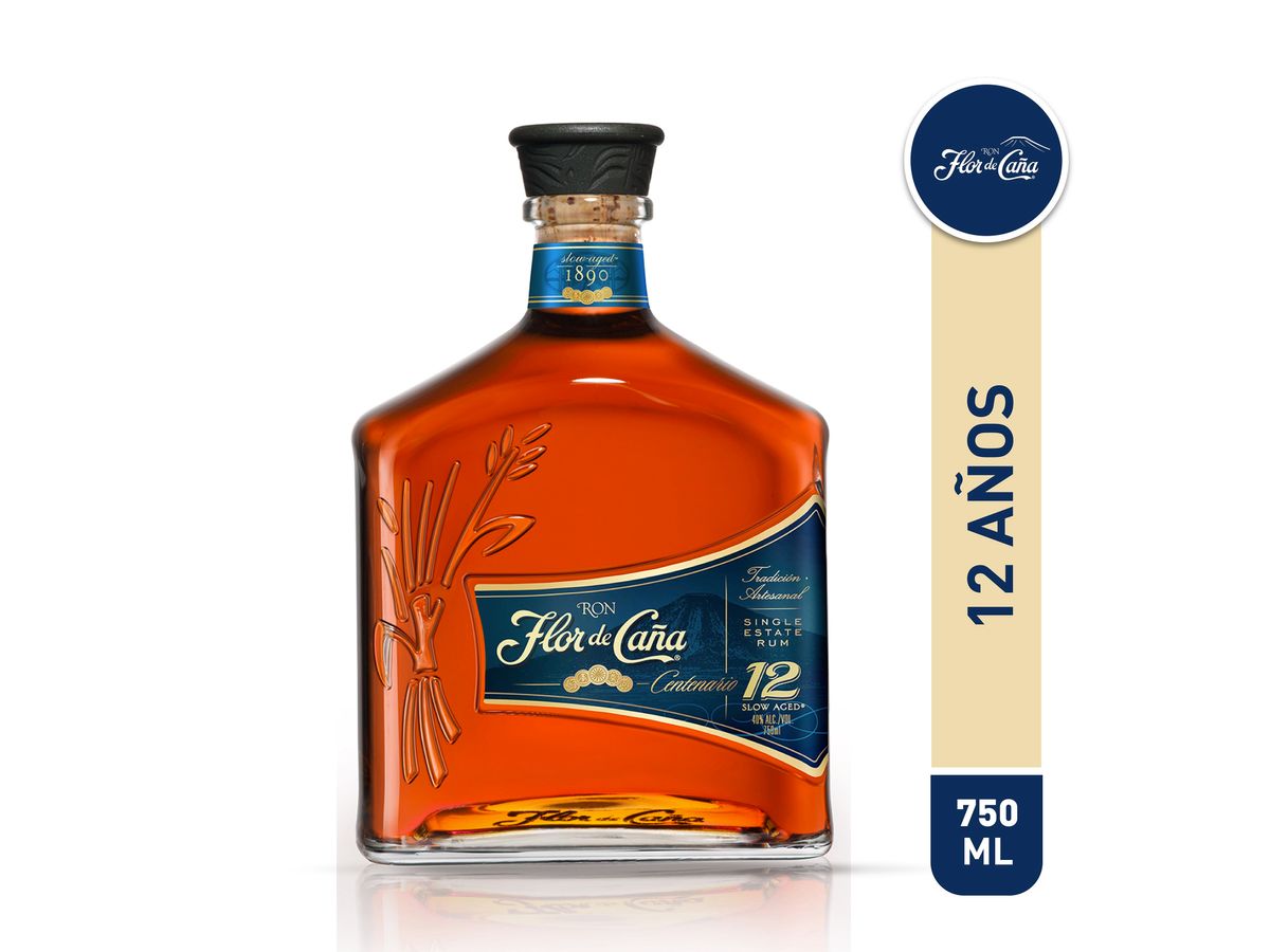 Ron Flor De Caña centenario añejo 12 años - 750 ml