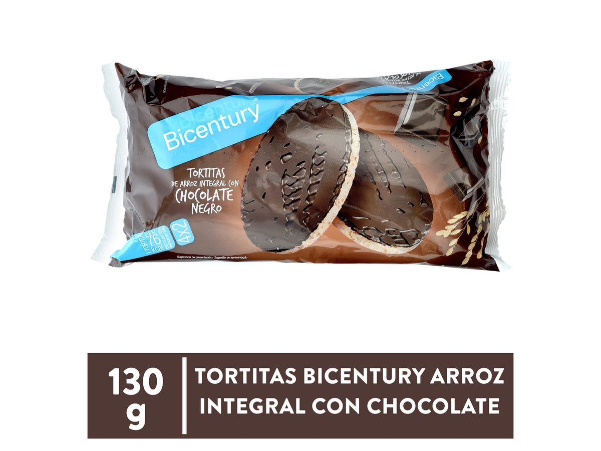 Tortita Bicentury arroz integral con chocolate negro - 130 g