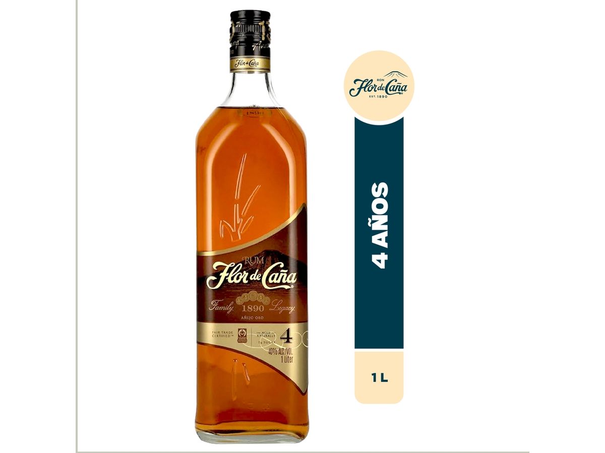 Ron Flor De Caña Añejo Oro 4 Años - 1000ml