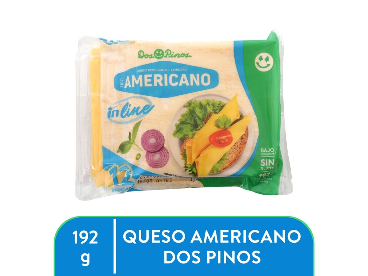 Queso Dos Pinos procesado tipo americano in line 12 Uds - 192 g