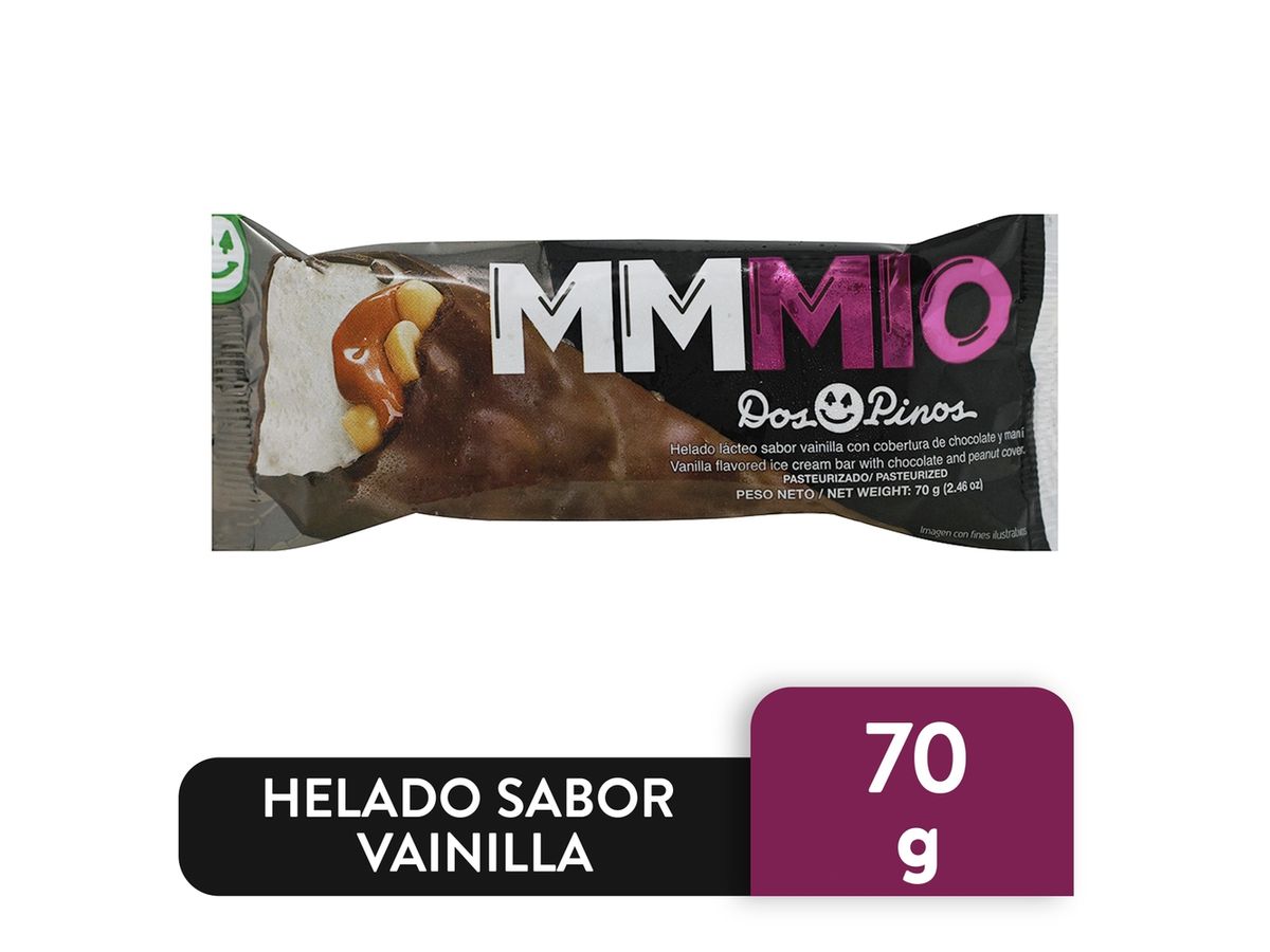 Helado Dos Pinos mmmio vainilla con cobertura de chcolate y maní - 70 g