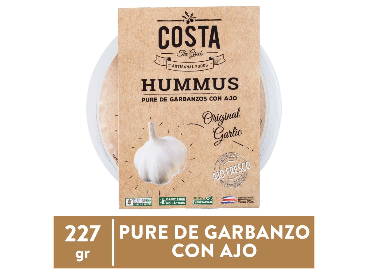 Pure Costa hummus de garbanzo con ajo - 227 g