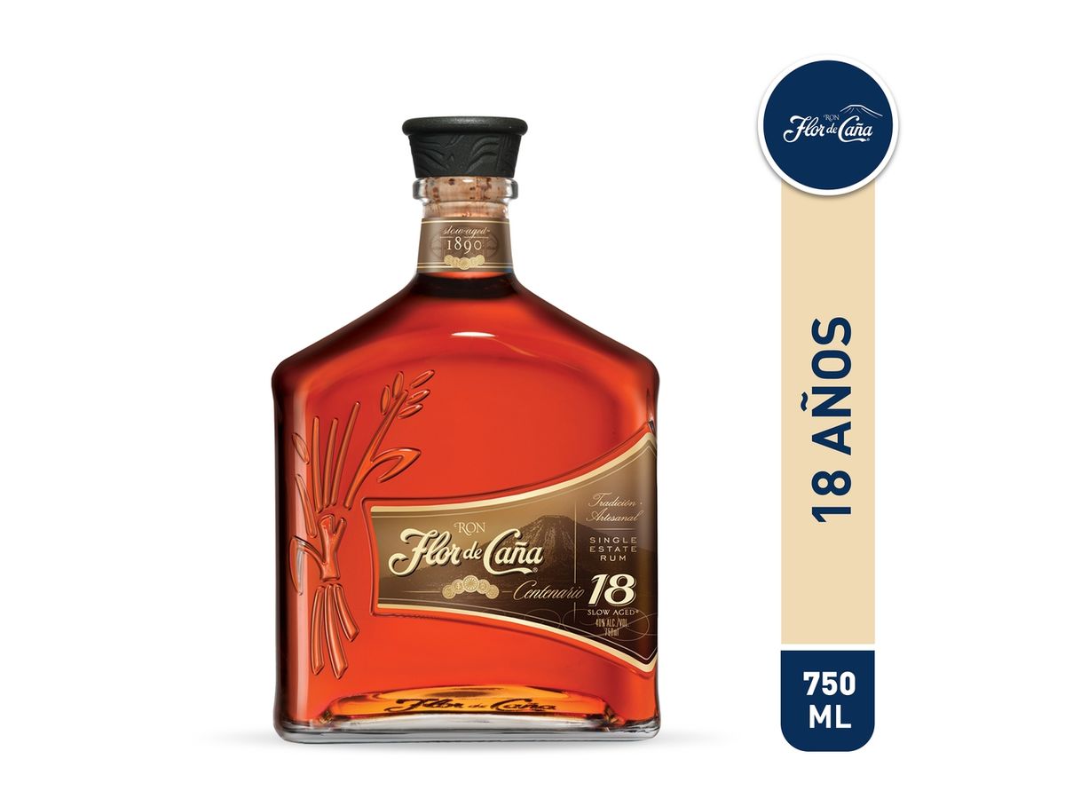 Ron Flor de Caña gold 18 años añejado naturalmente con 35% vol - 750 ml