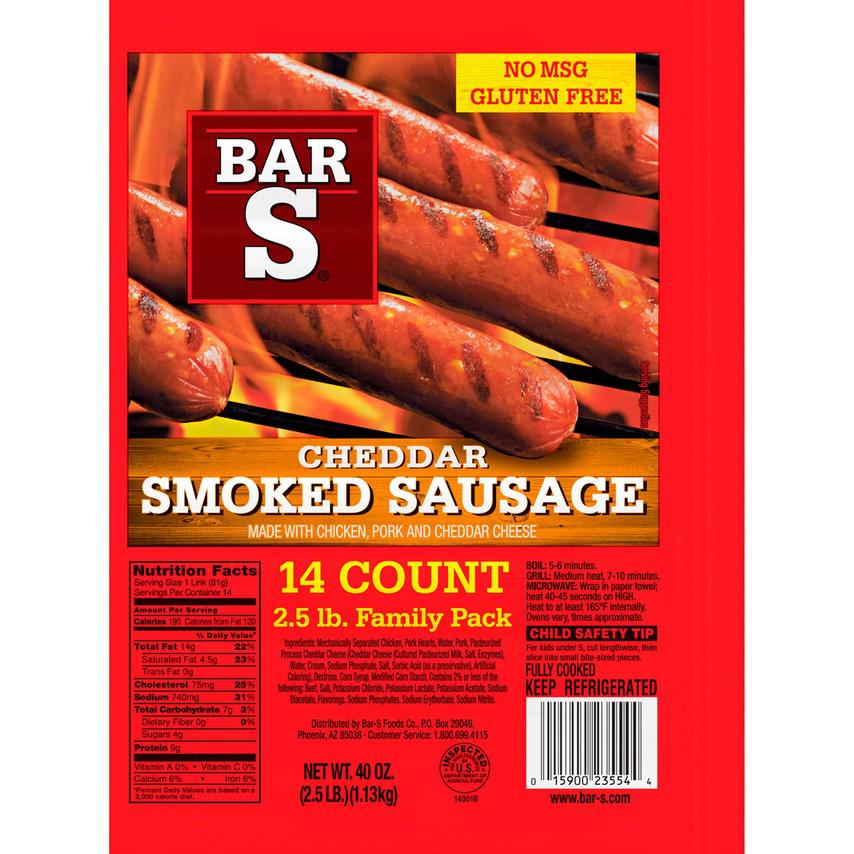 Bar-S Salchicha Ahumada con Queso Cheddar 1.13 kg / 2.5 lb