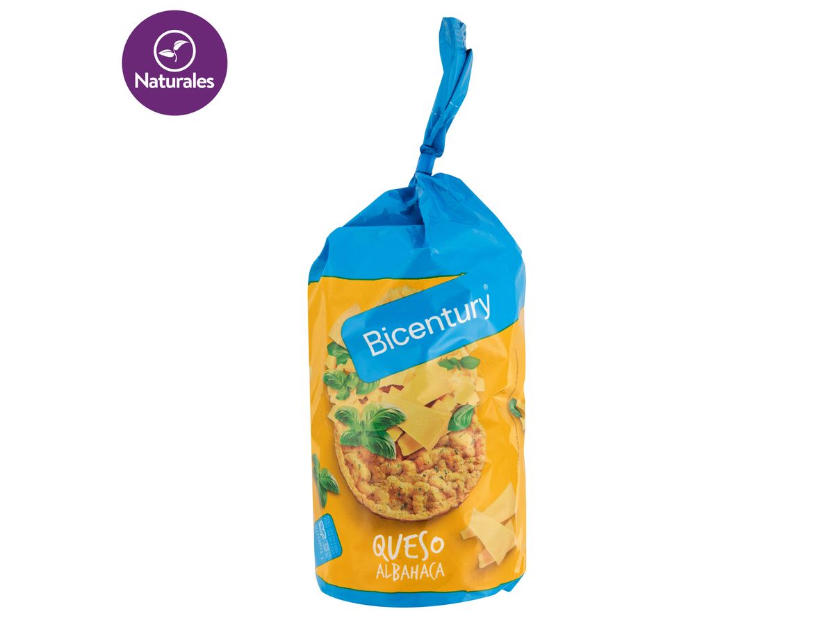 Tortitas de maiz Bicentury con queso y albahaca - 123.5 g