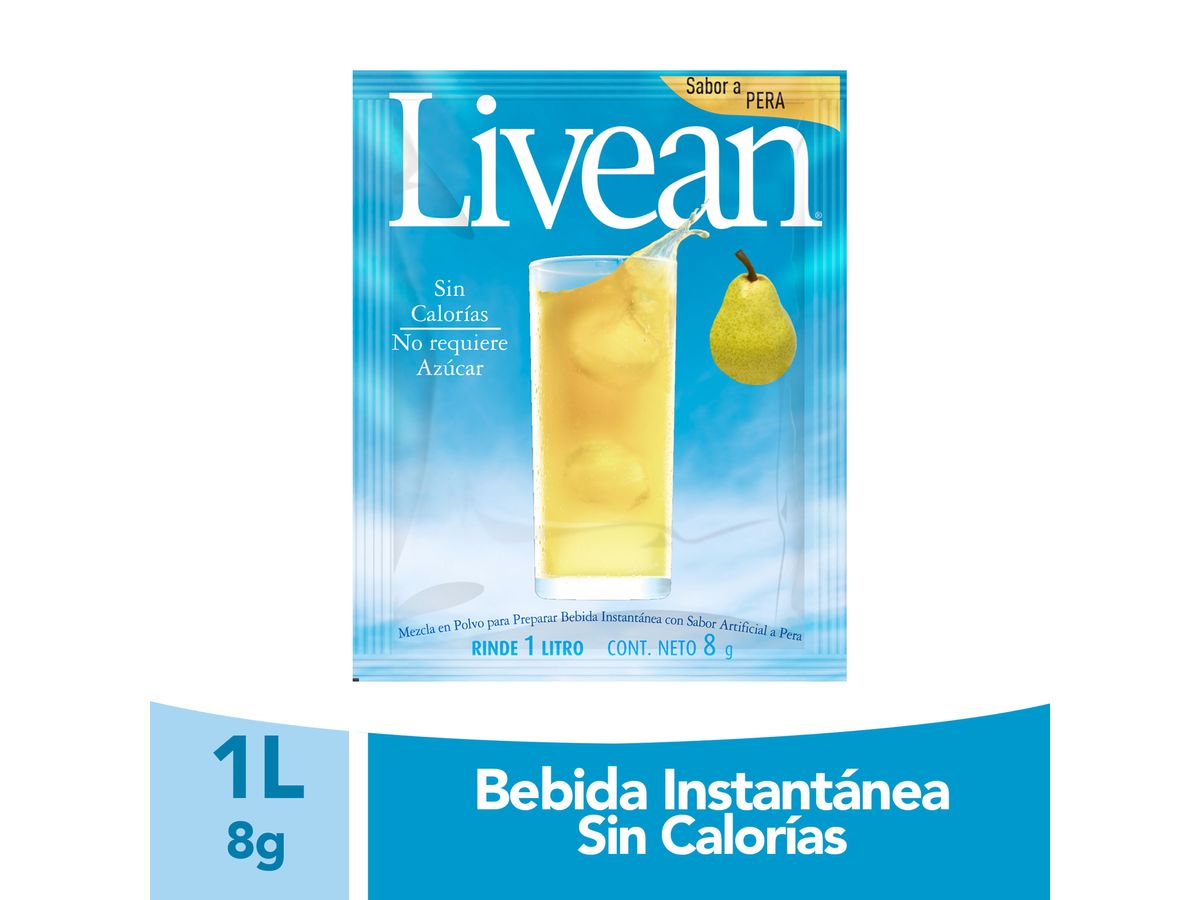 Bebida En Polvo Instantánea Marca Livean Sabor Pera Light - 8g