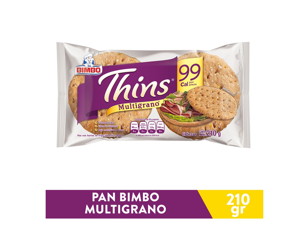 Pan Bimbo thins multigrano 6 Pzas - 210 g