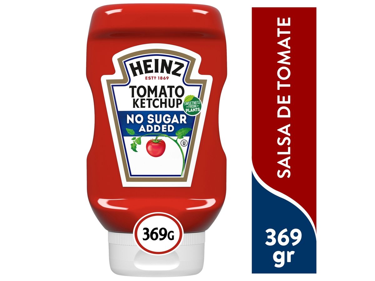 Salsa de tomate Heinz ketchup sin azúcar añadida - 369 g