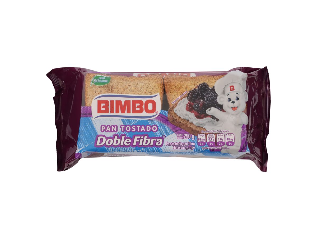 Pan Bimbo Tostado Doble Fibra - 250 g
