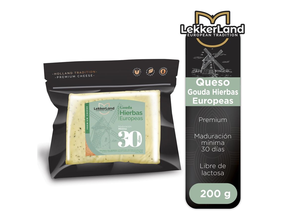 Queso Lekkerland Gouda Hierbas Europeas - 200 g