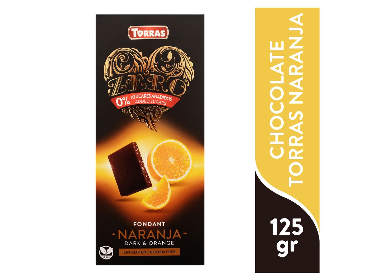 Chocolate Torras zero negro con naranja - 125 g