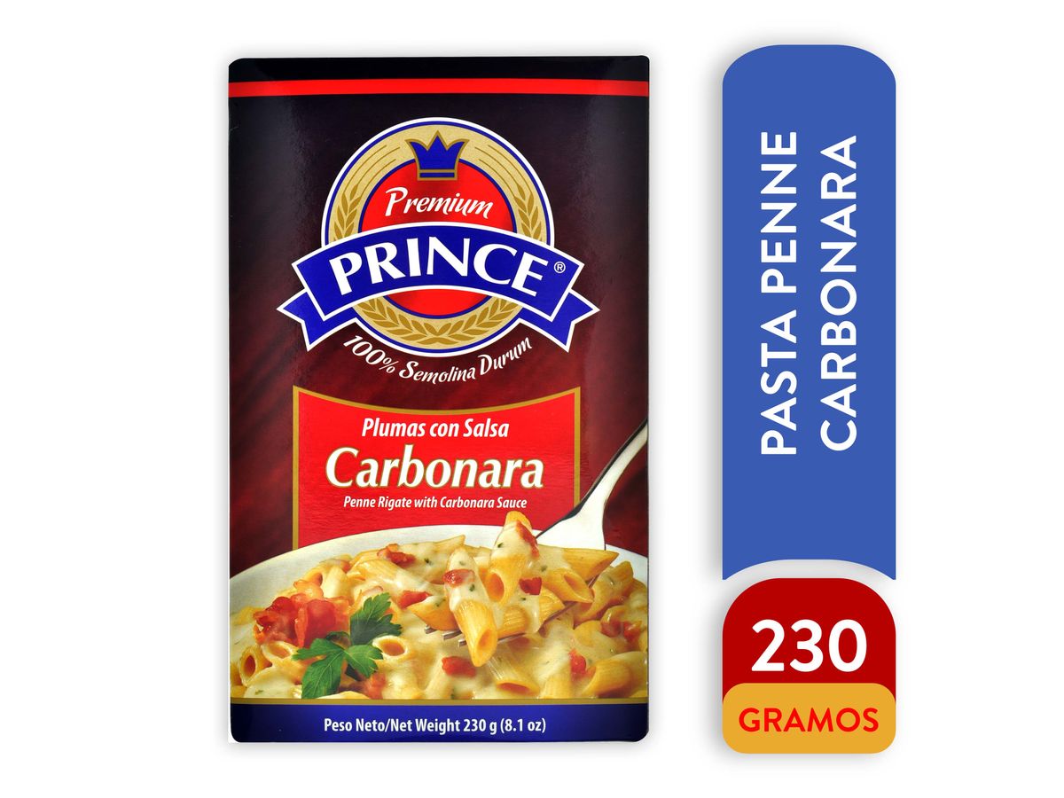 Pasta Prince plumas con salsa carbonara - 230 g