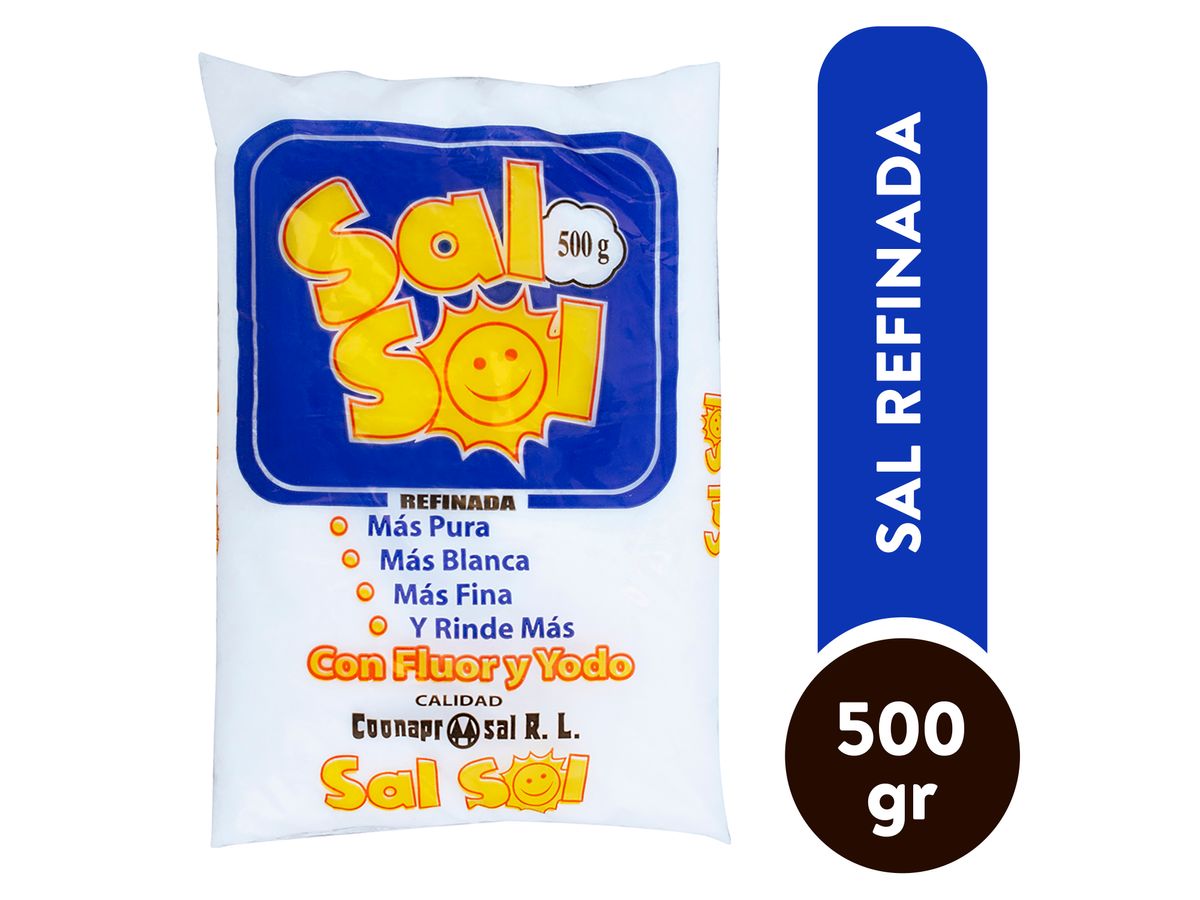 Sal Sol refinada con yodo y fluor bolsa - 500 g