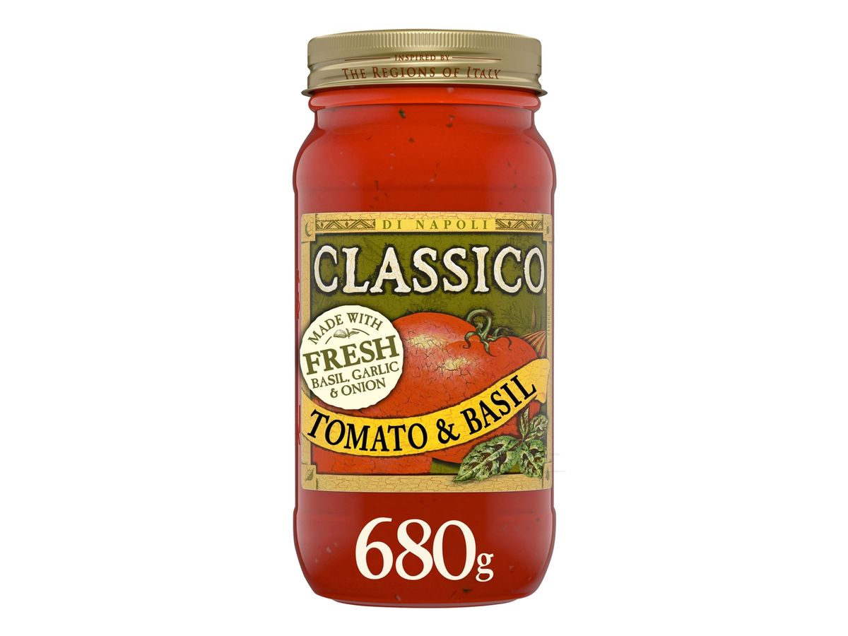 Salsa pasta de tomate y albahaca Classico, para pasta, vidrio -680g