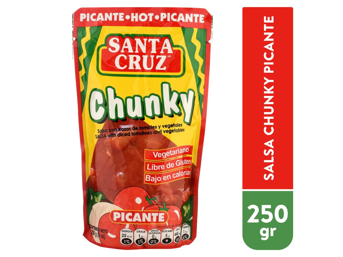 Salsa Santa Cruz chunky picante hot y libre de gluten - 250 g
