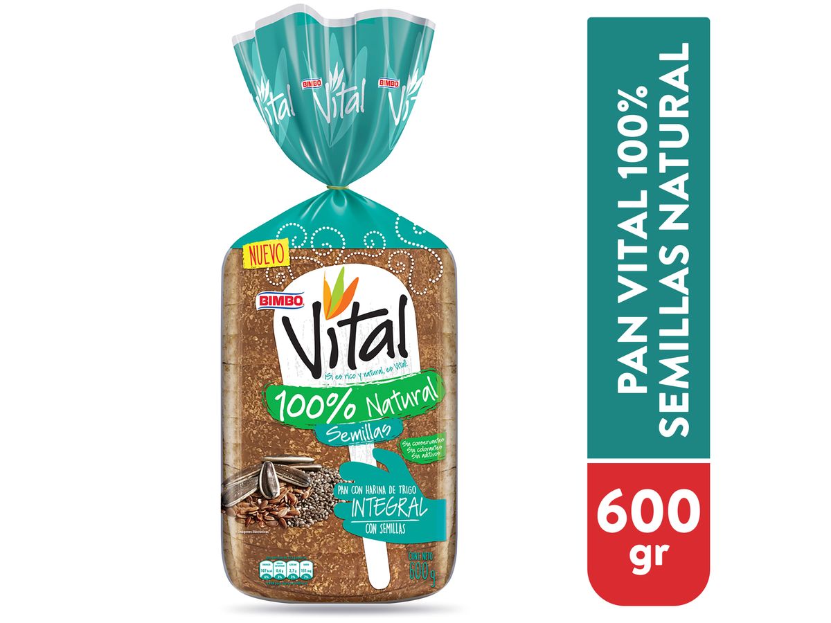 Pan Bntegral Bimbo Vital 100% Semillas Natural - 600 g
