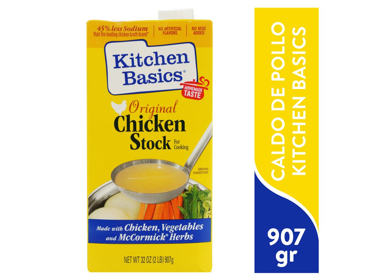 Caldo de pollo Kitchen Basics original en caja - 907 g