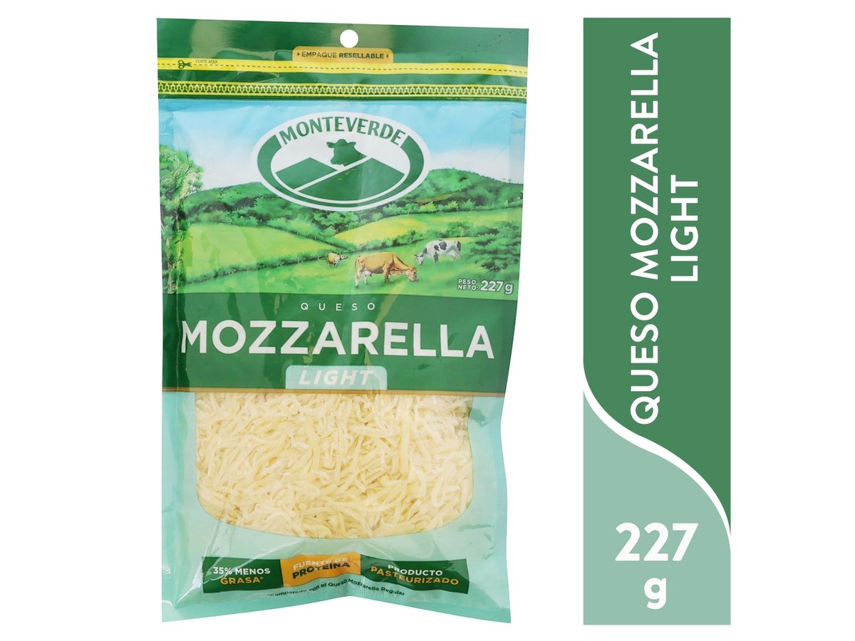 Queso mozzarella Monteverde light rallado  - 227 g