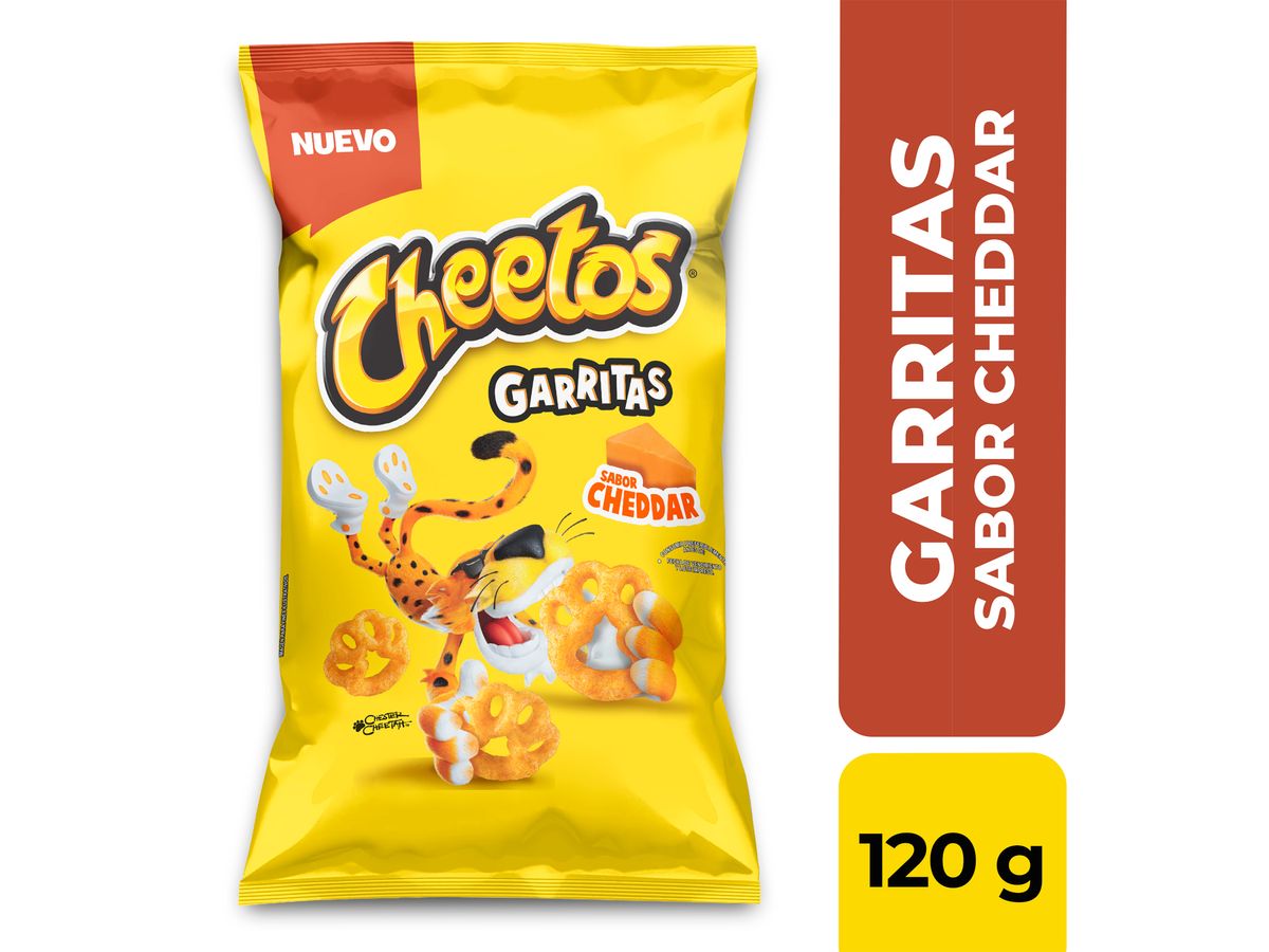 Snacks Frito Lay Marca Cheetos Garritas, Sabor Cheddar - 120g