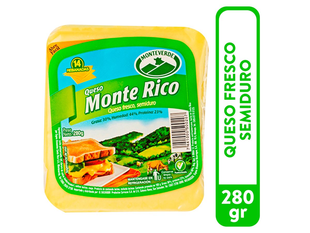 Queso Monte Rico Monteverde Rebanado - 280Gr