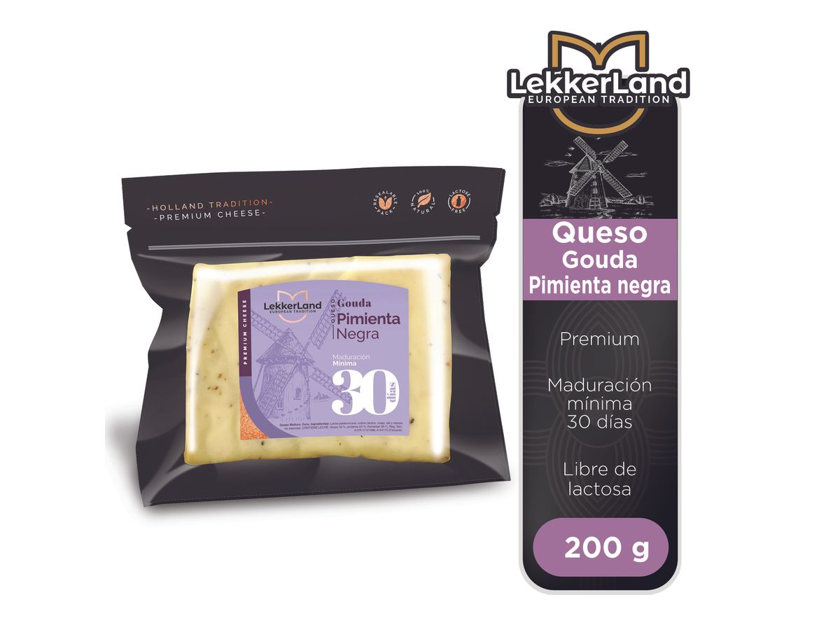 Queso Lekkerland gouda pimienta negra - 200 g