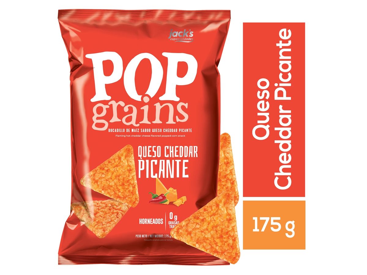 Snack Pop Grains Sabor Queso Cheddar Picante - 175 g