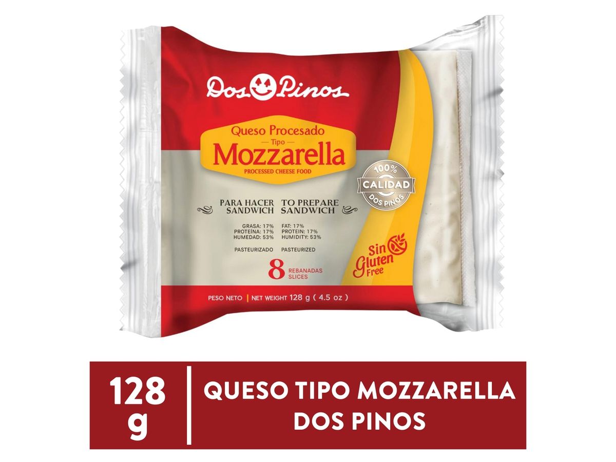 Queso Dos Pinos Procesado Mozzarella 8 Reb - 128 g