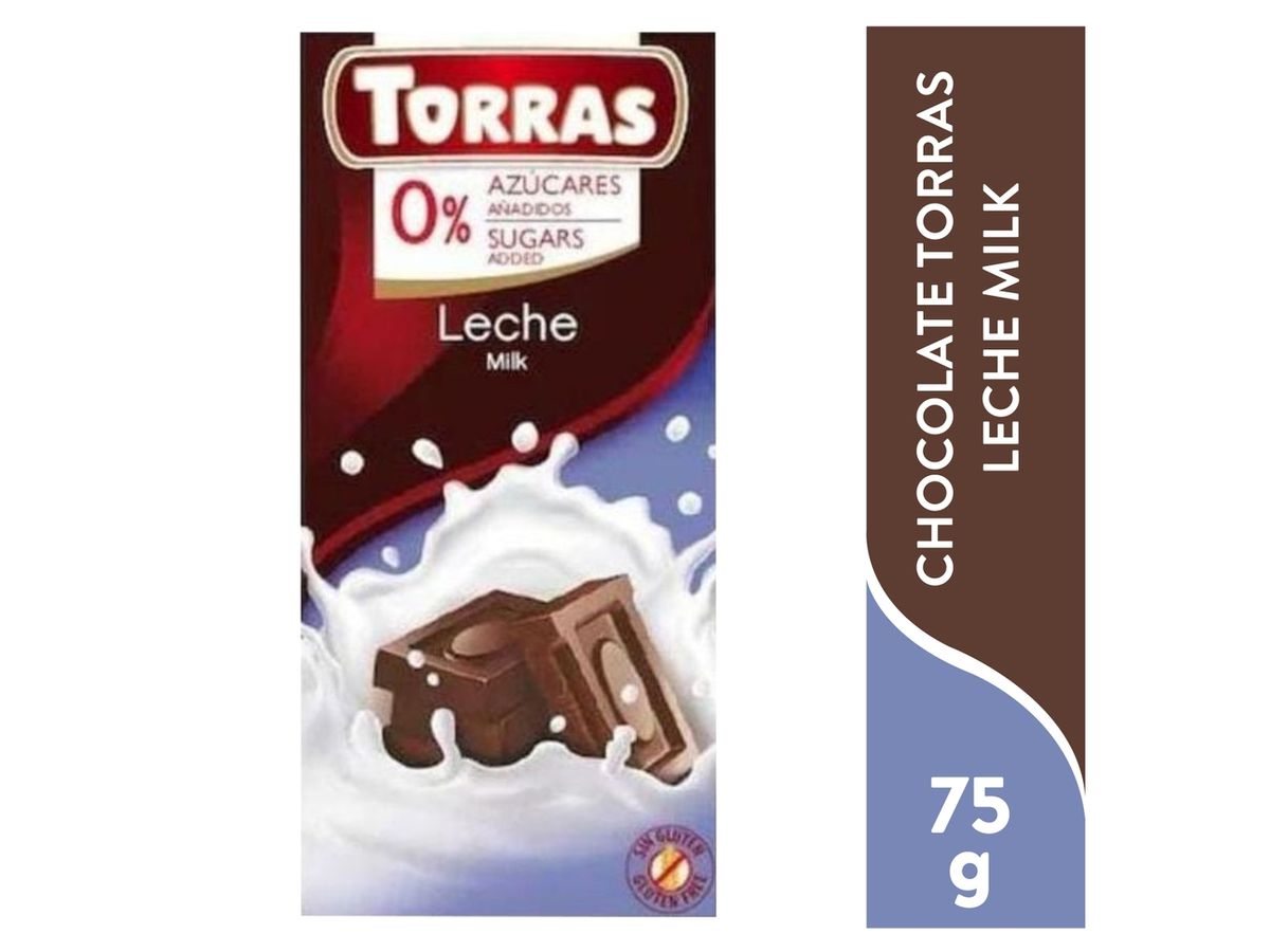 Chocolate Torras leche sin azucar barra -75 g