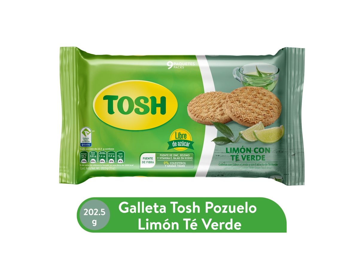 Galleta Tosh Pozuelo Limón Con Te Verde - 202.5 g