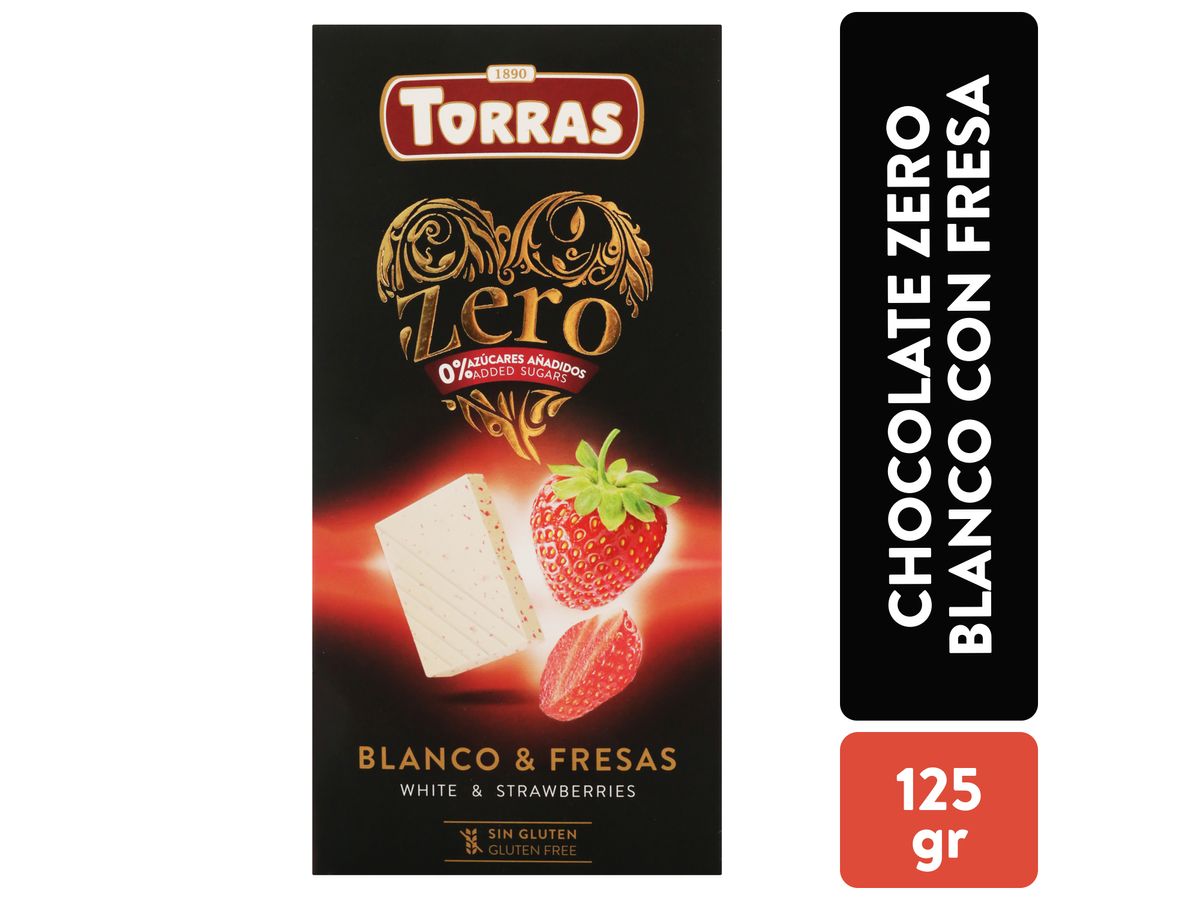 Chocolate Torras zero blanco con fresa - 125 g