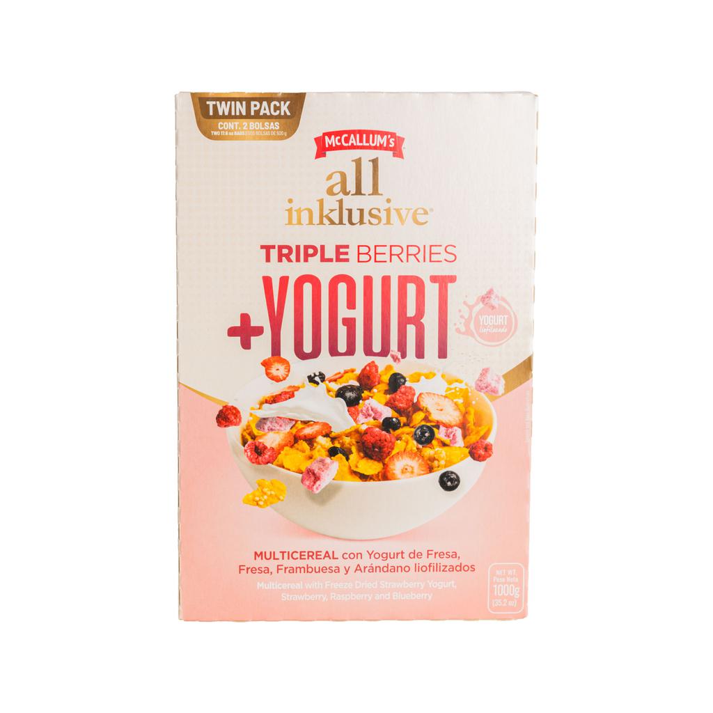 All Inklusive Cereal de Triple Berries y Yogurt de Fresa 2 Unidades / 500 g
