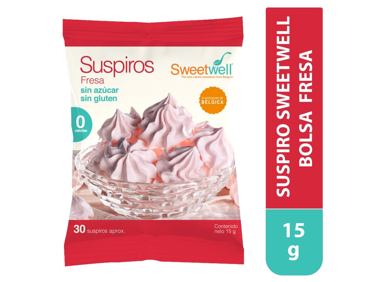 Suspiros Sweetwell De Fresa 15 G. Sin Azúcar, Sin Gluten