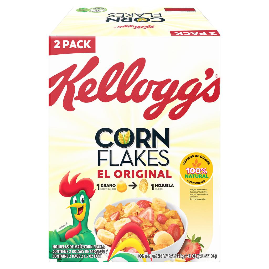 Kellogg's Cereal de Hojuelas de Maíz con Granos de Origen Natural 1.22 kg / 43 oz