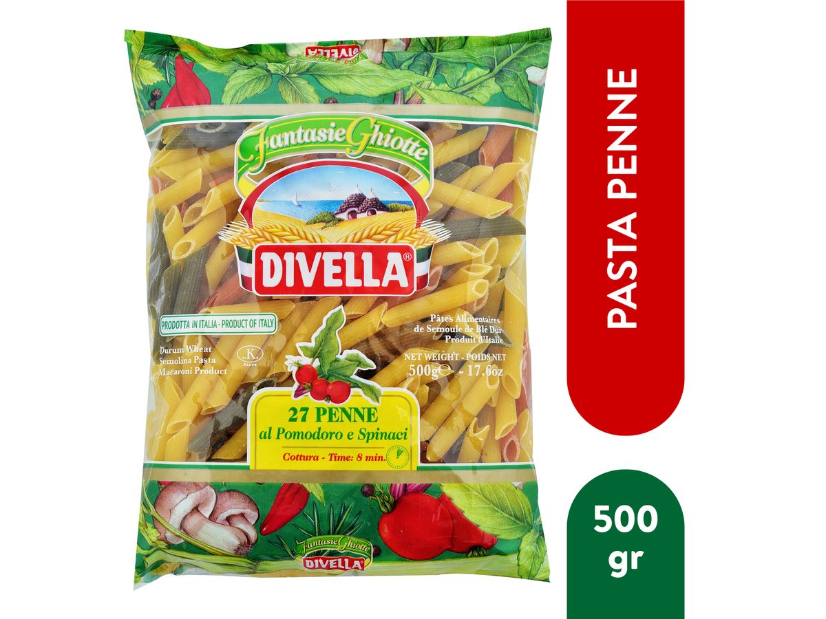 Pasta Divella macaroni de tomate con espinacas - 500 g