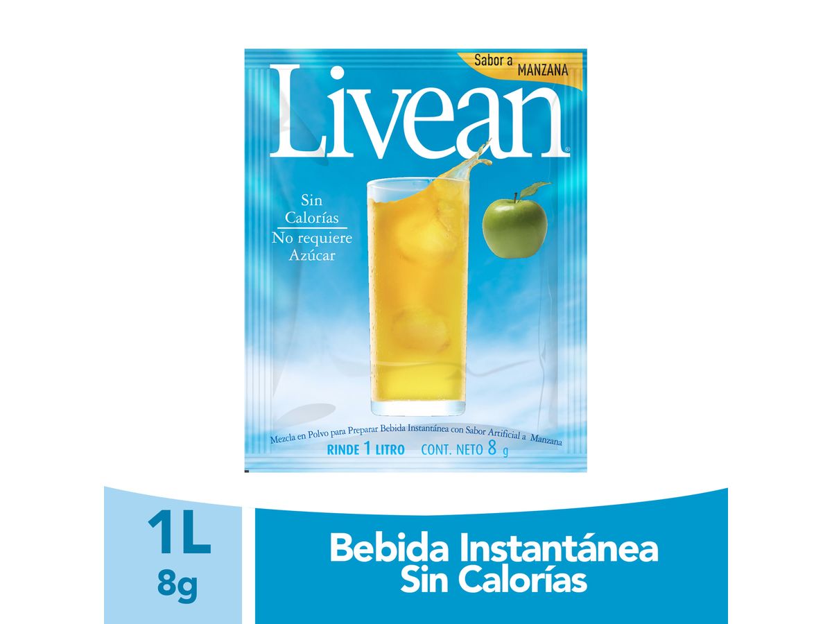 Bebida En Polvo Instantánea Marca Livean Sabor Manzana Verde Light - 8g