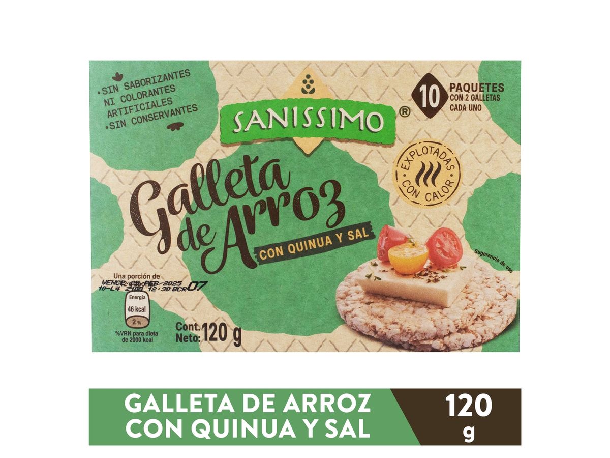 Galleta Sanissimo de Arroz Quinua con Sal 10 Unidades - 120 g