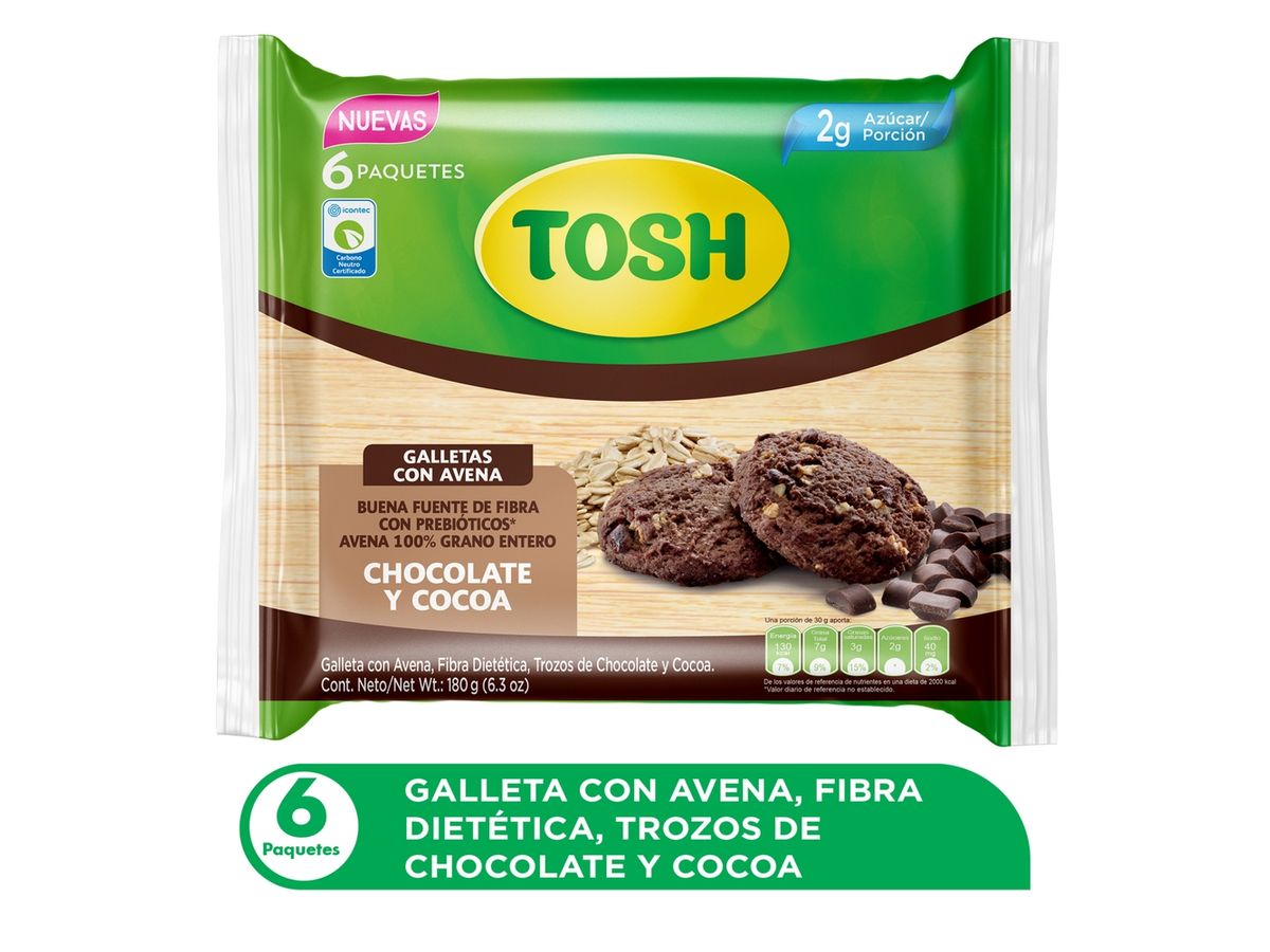 Galletas Tosh Avena Chocolate - 180 g