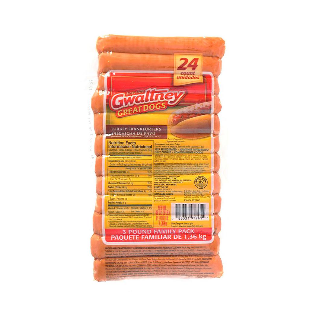 Gwaltney Salchicha de Pavo 1.36 kg / 48 oz
