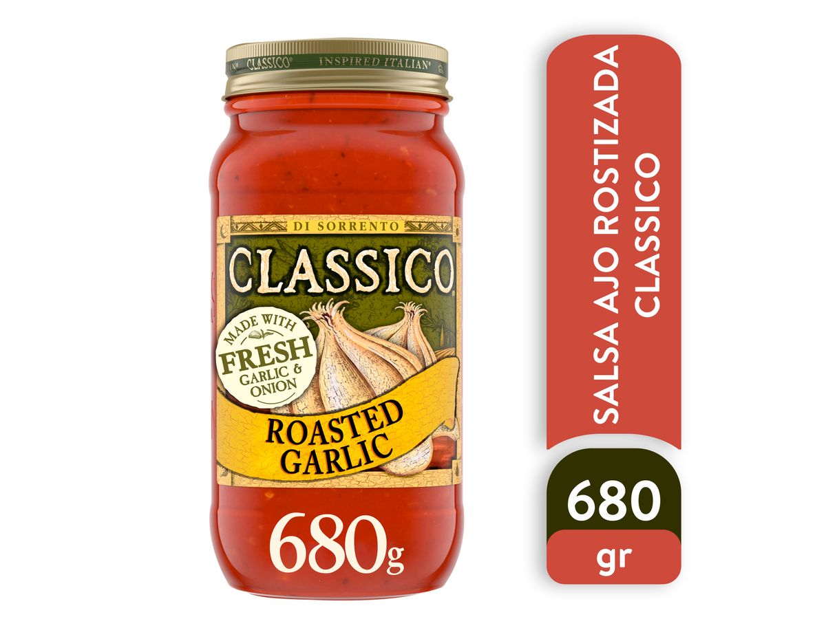 Salsa ajo rostizado Classico, para pasta, vidrio -680g