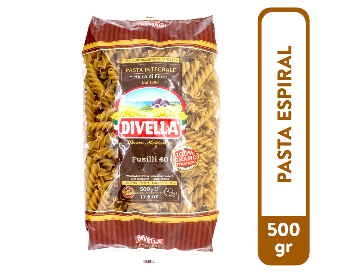 Pasta Divella fusilli integral 100% grano italiano - 500 g