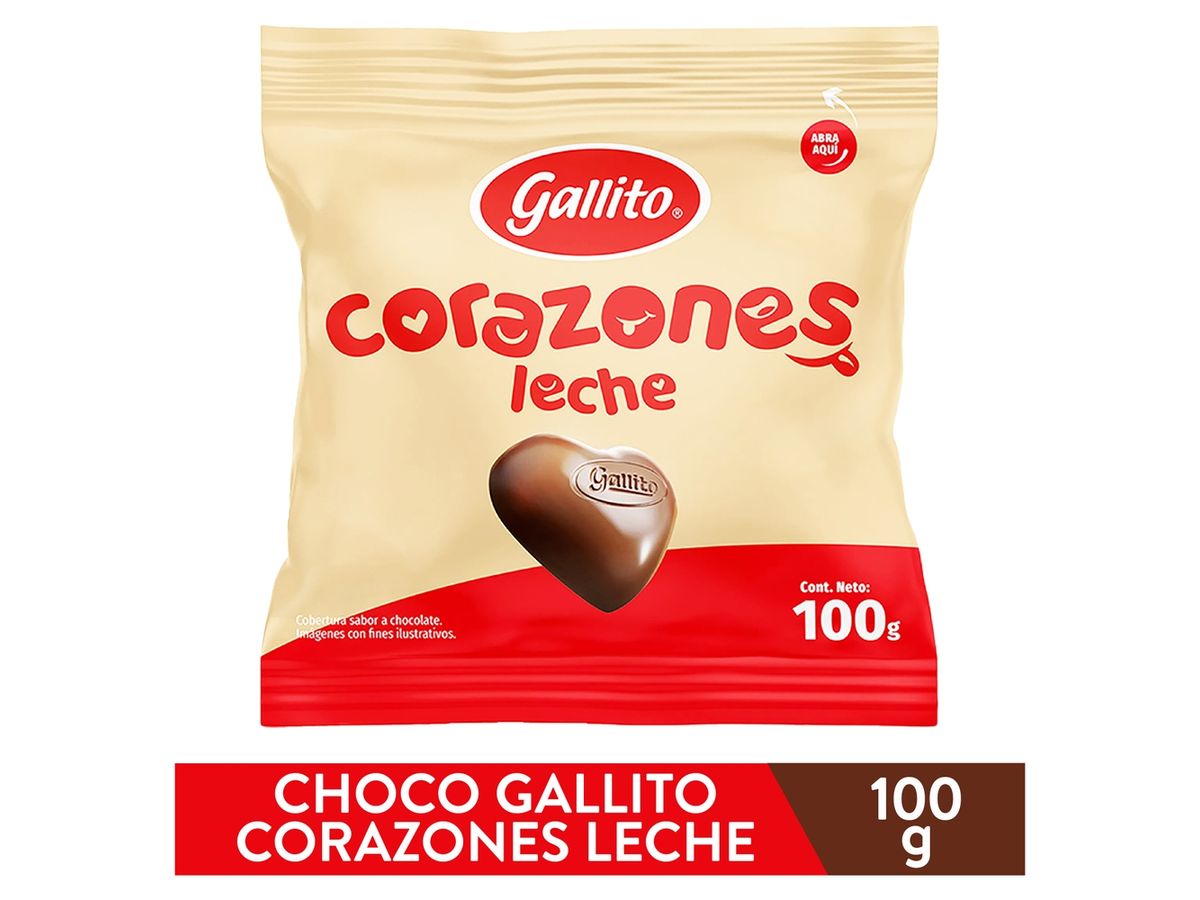 Chocolates Gallito de leche corazones pack - 100 g