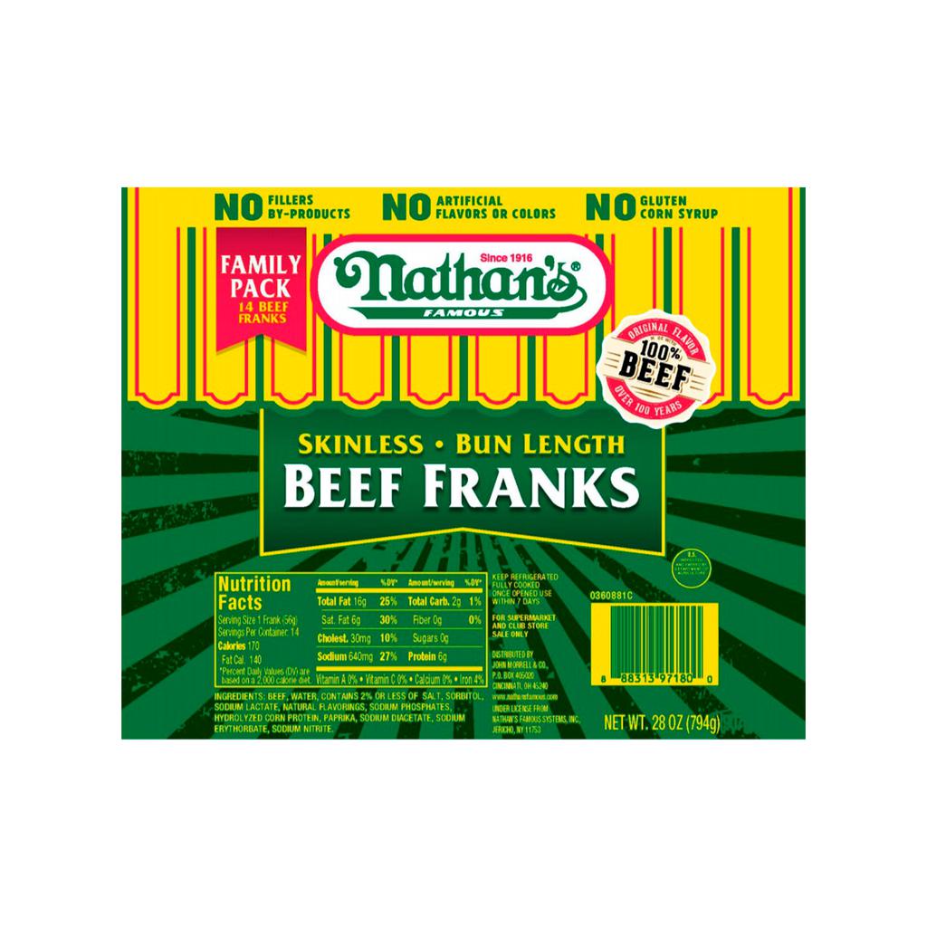 Nathan's Salchichas de Res sin Piel 794 g / 1.75 lb