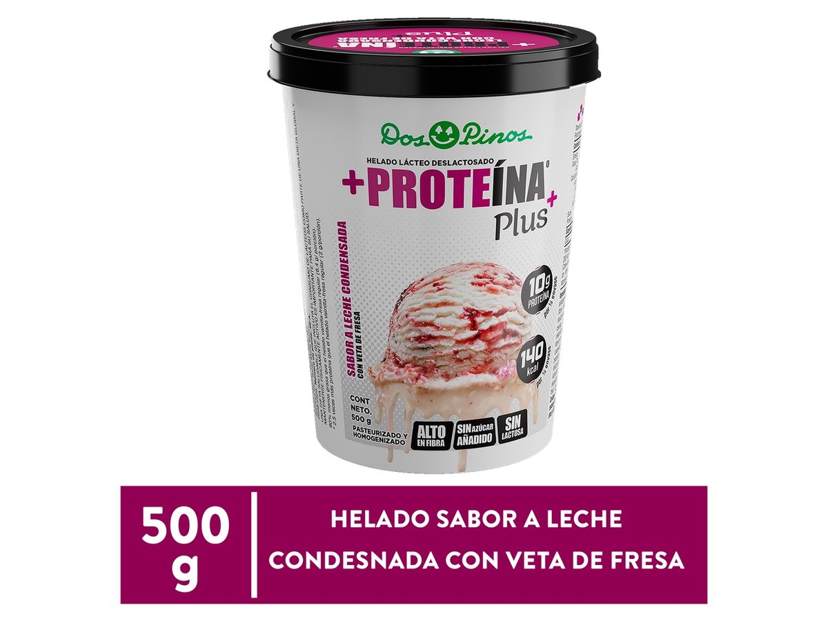 Helado Dos Pinos Proteina Leche Condensada y Fresa - 500 ml