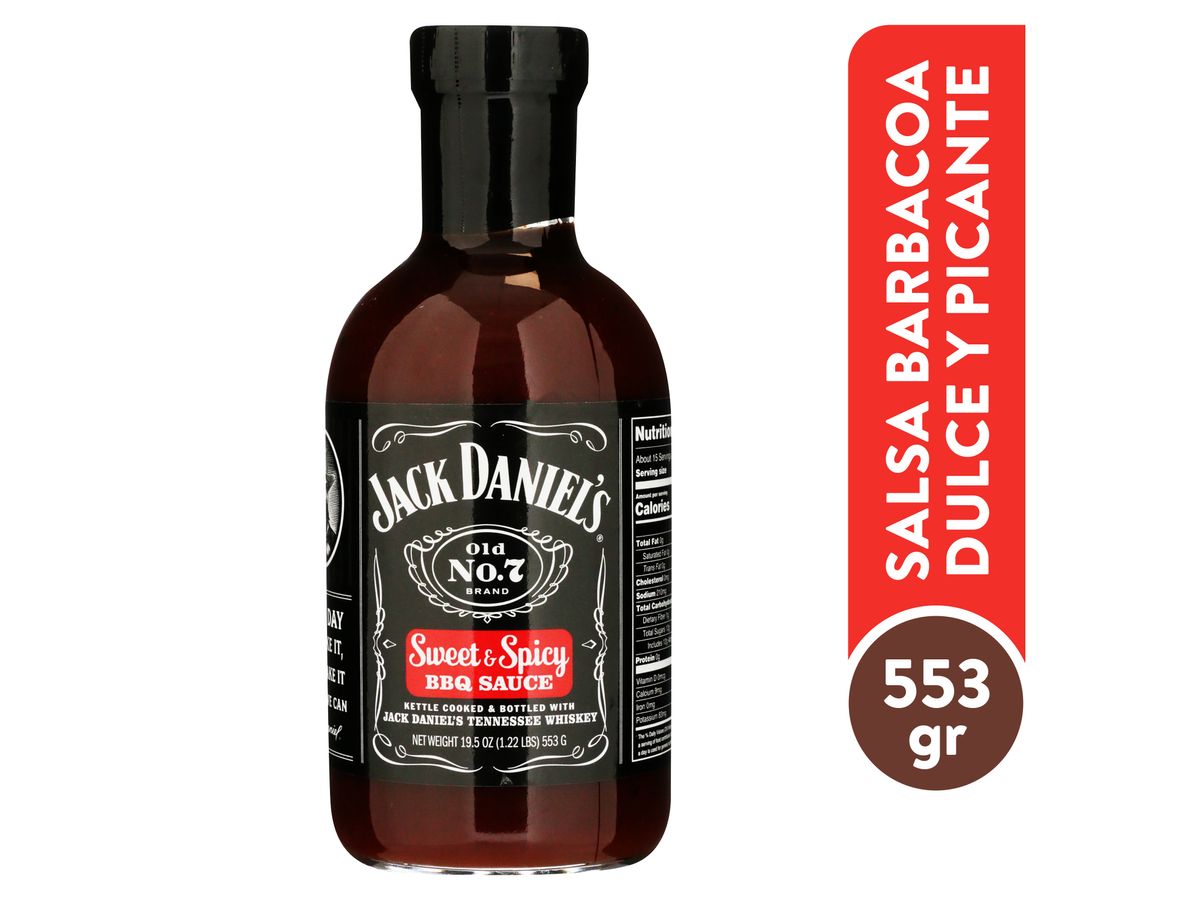 Salsa barbacoa Jack Daniel's dulce, picante y libre de gluten - 553 g