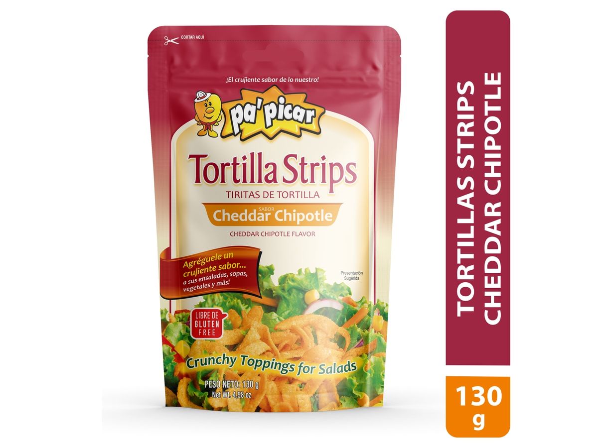 Tortilla pa'picar Strips Cheddar Chipotle - 130 g