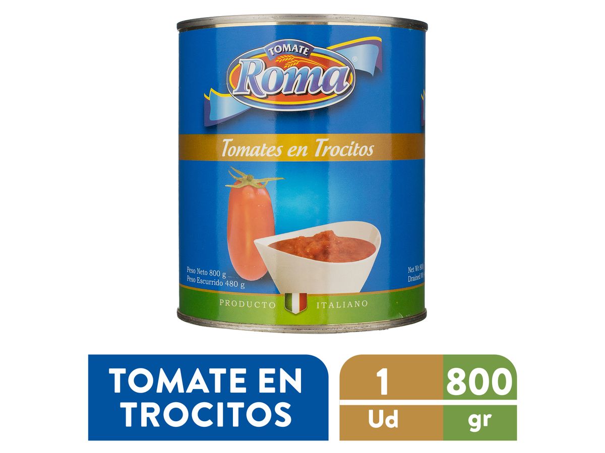 Tomate Roma Pelado Trocitos -800 g