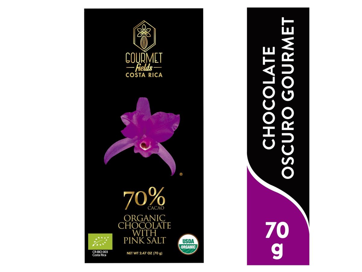 Chocolate oscuro Gourmet fields con sal rosada del himalaya - 70 g